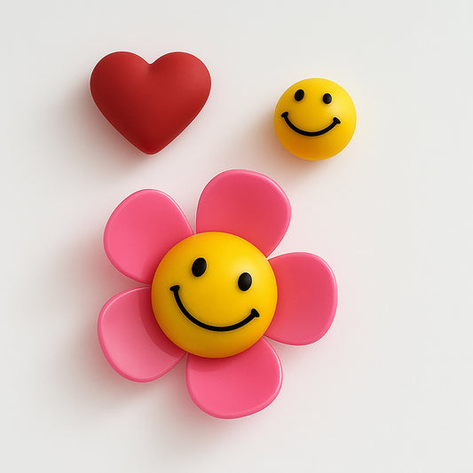 Smiley bloem & hart figuren set